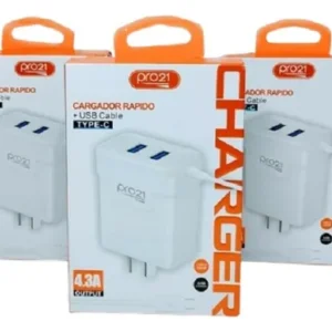 cargador rapido usb pro 21 tipo c 4.3a