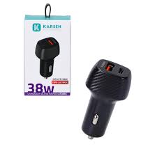 cargador ultra rapido auto karsen 38w tipo c a c